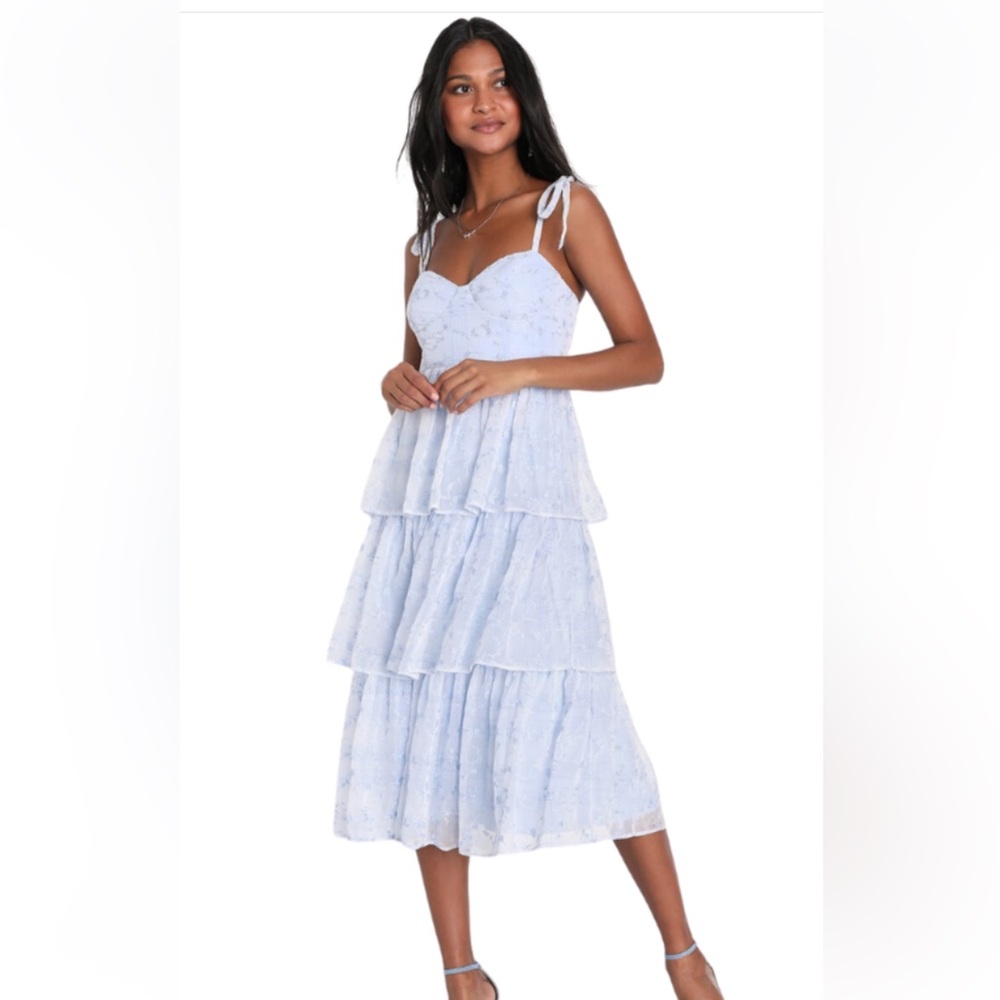 Lulu’s Blue Tier Midi Dress